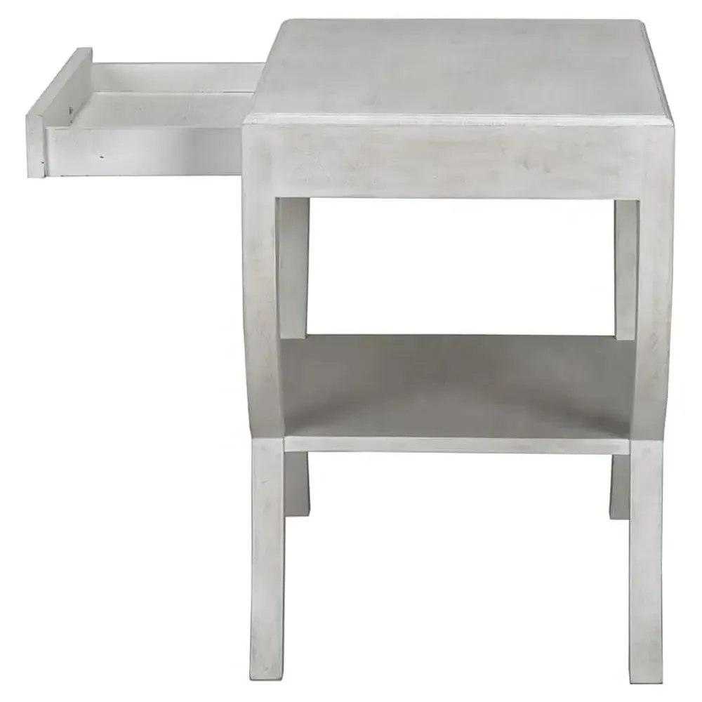 Mackenzie Square Side Table with Drawer - White, Mahogany