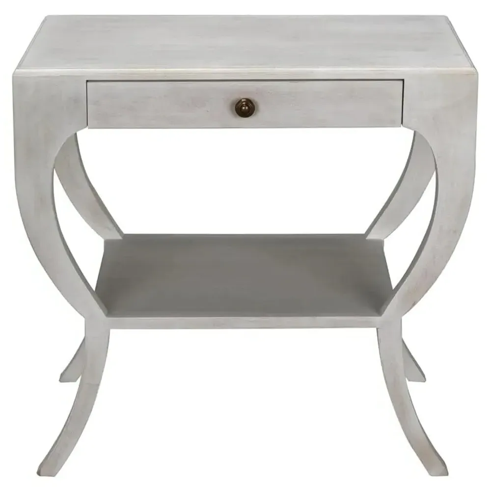 Mackenzie Square Side Table with Drawer - White, Mahogany