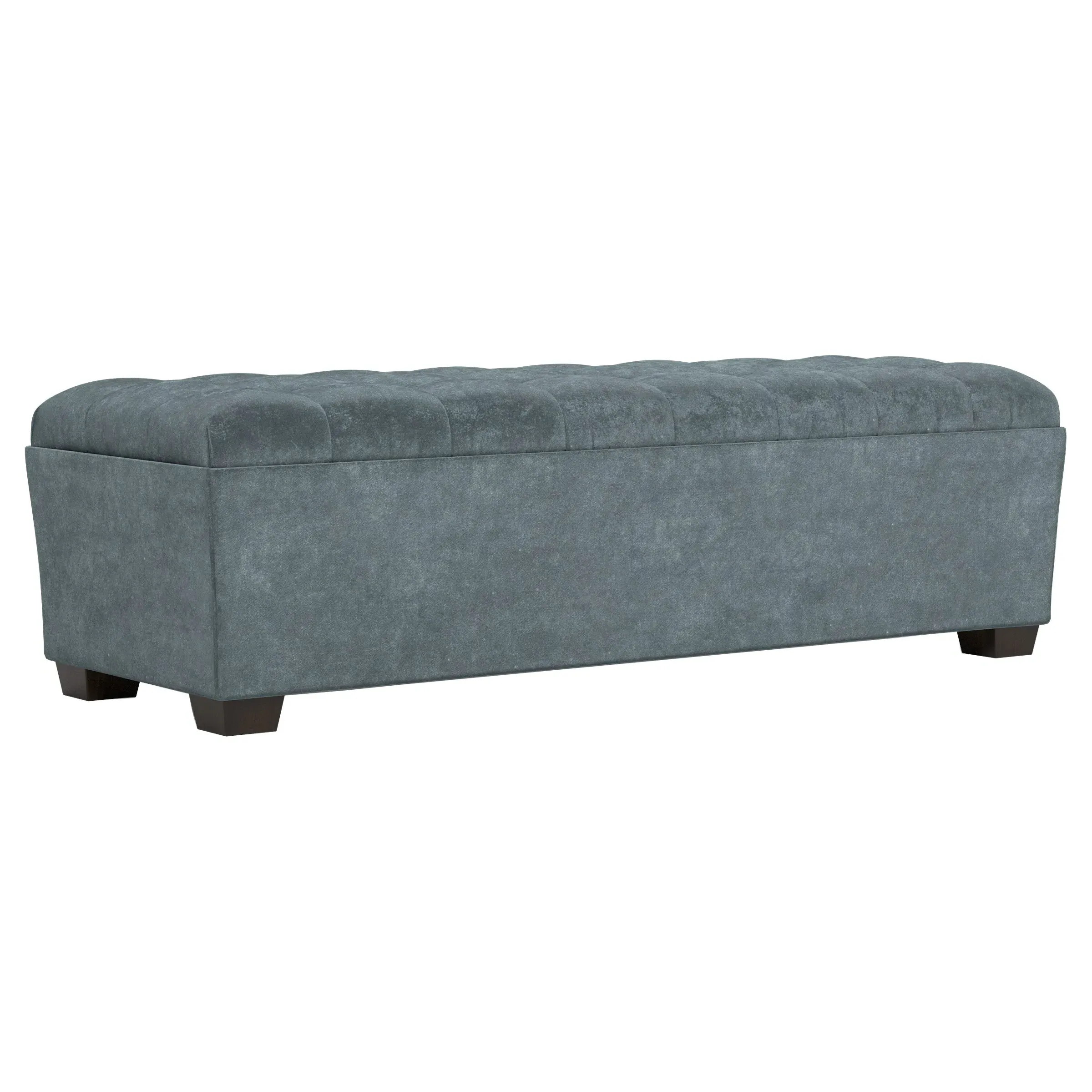 Macklin Rectangular Tufted Ottoman - Slate Blue, Velvet