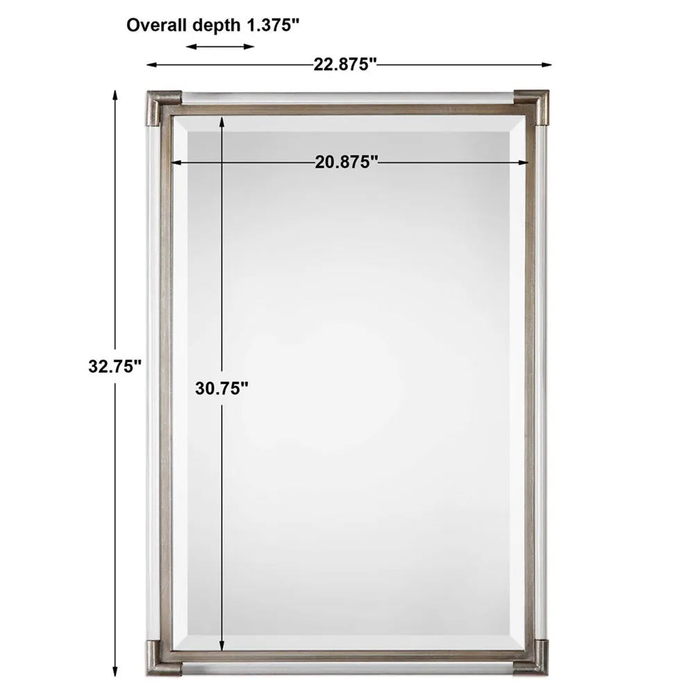 Macky Wall Mirror with Rod Frame - Clear, Metal