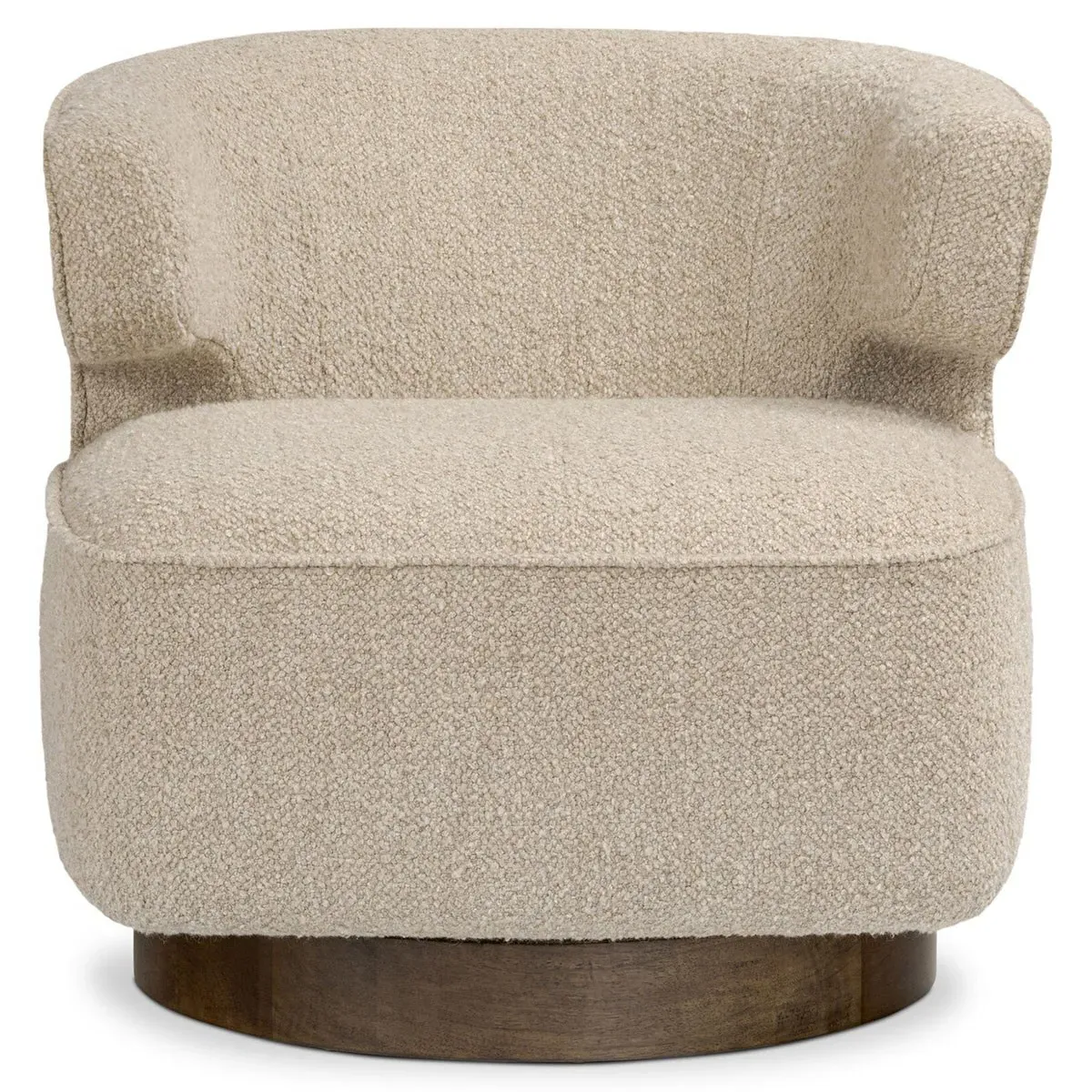 Macy Swivel Chair - Beige, Boucle