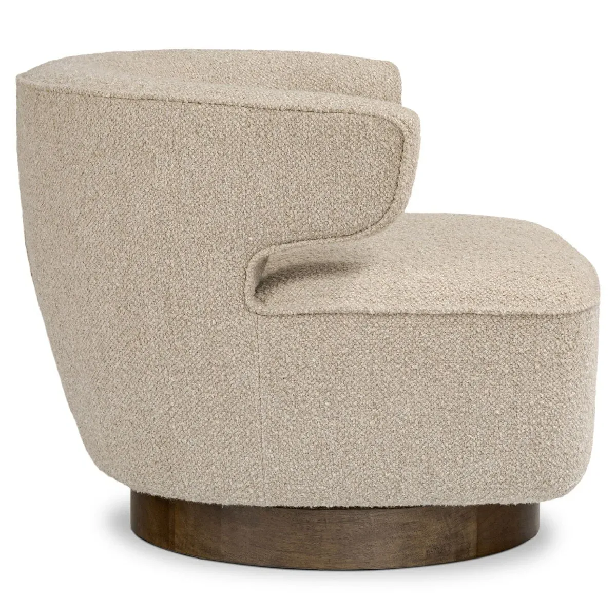 Macy Swivel Chair - Beige, Boucle
