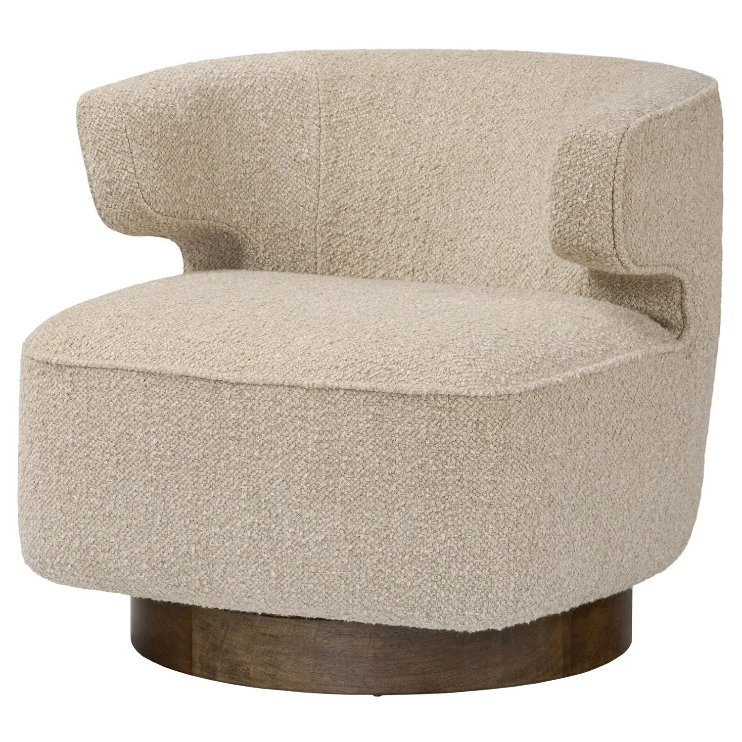 Macy Swivel Chair - Beige, Boucle