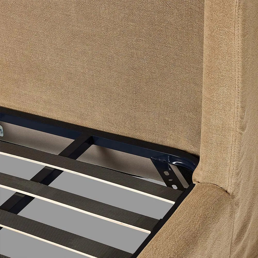 Maddie Queen Size Wingback Bed - Beige, Linen