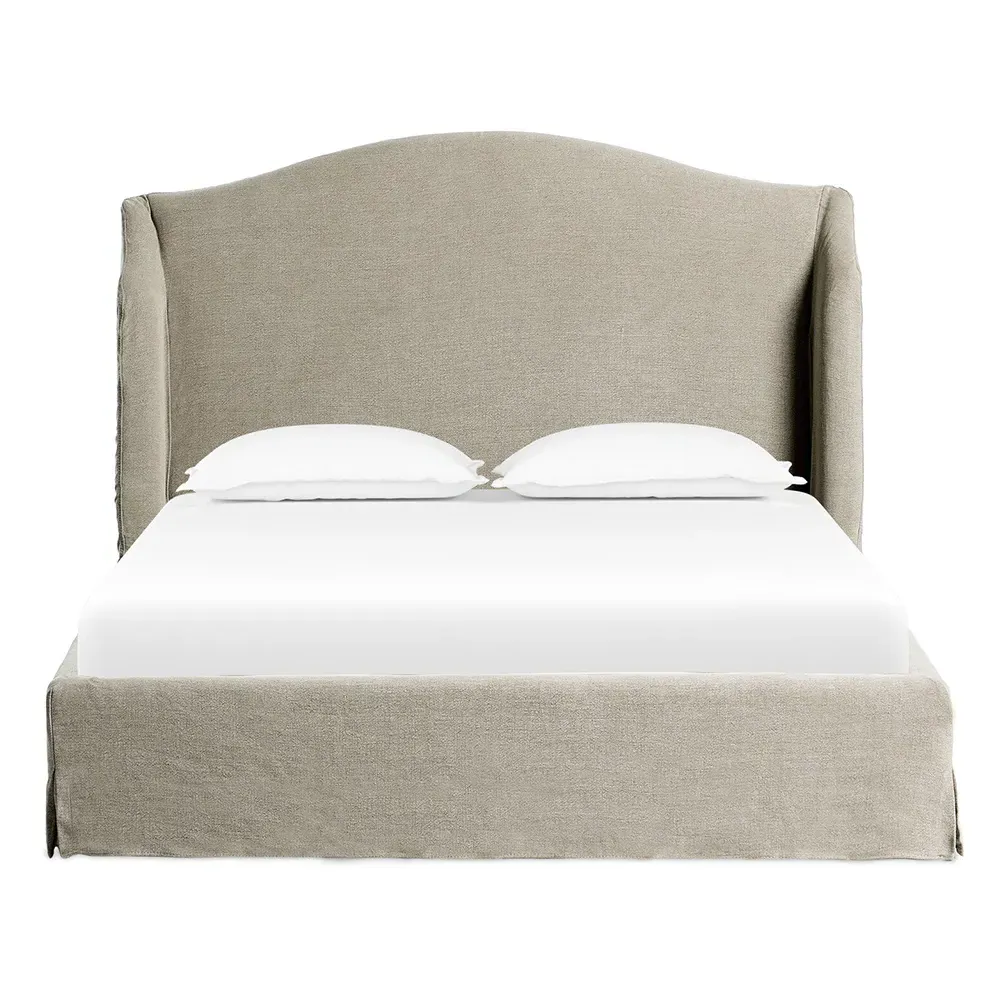 Maddie Queen Size Wingback Bed - Grey, Linen image