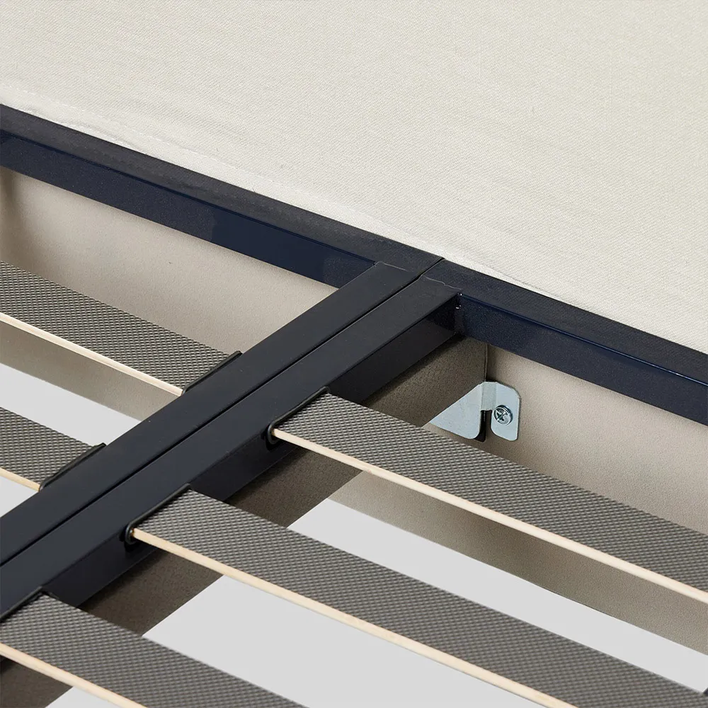 Maddie Queen Size Wingback Bed - Off White, Linen