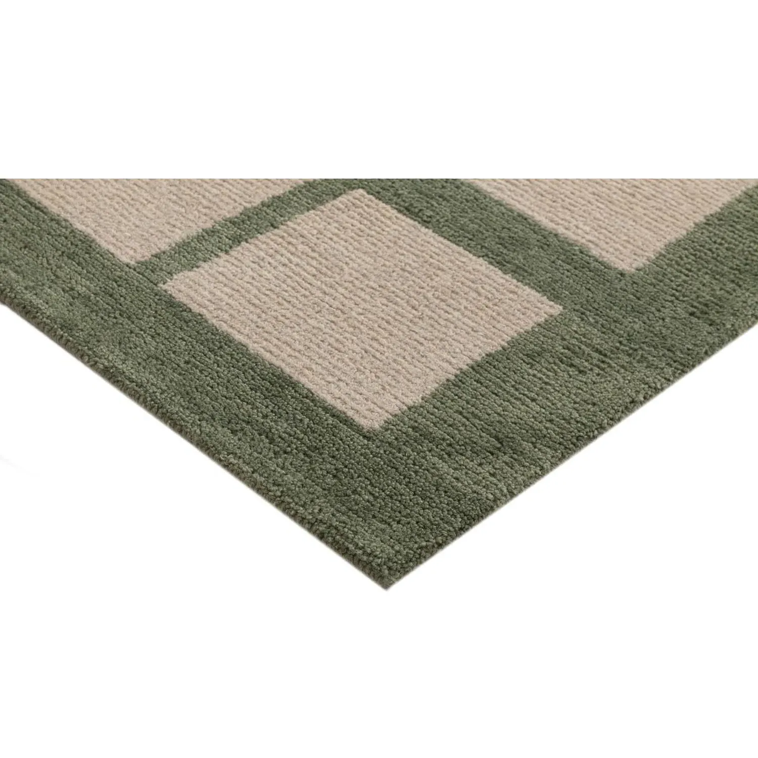 Maddox Square Patterned Rug - Green, Wool