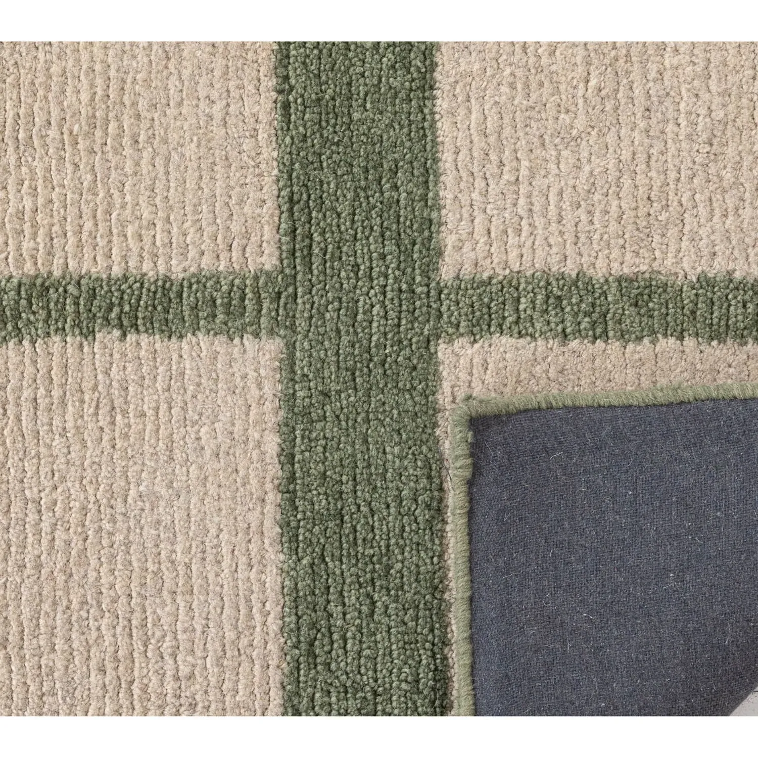 Maddox Square Patterned Rug - Green, Wool