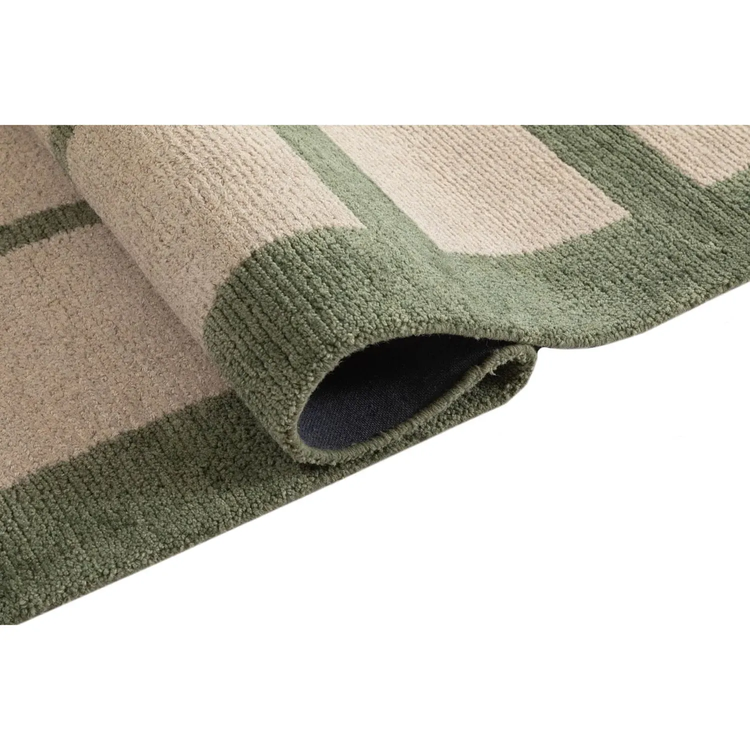 Maddox Square Patterned Rug - Green, Wool