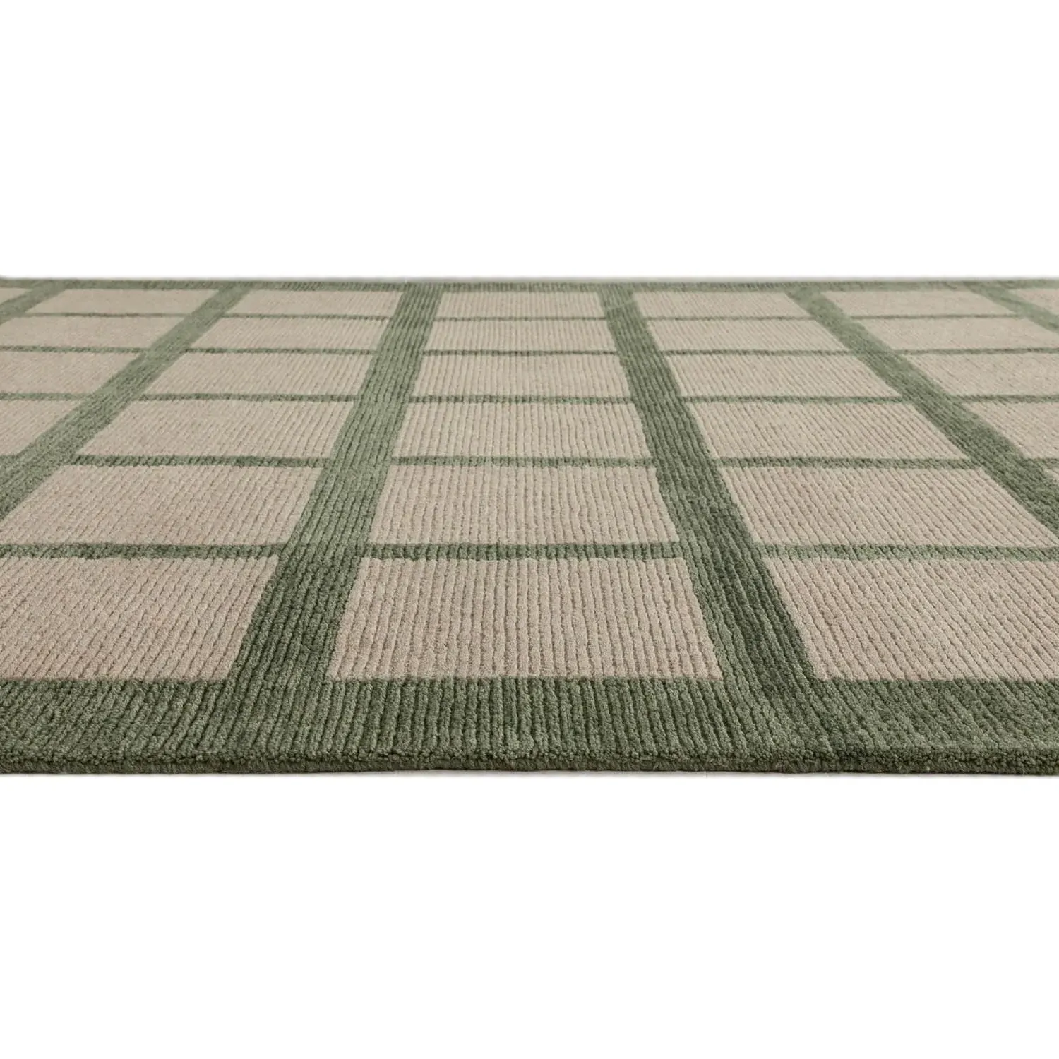 Maddox Square Patterned Rug - Green, Wool
