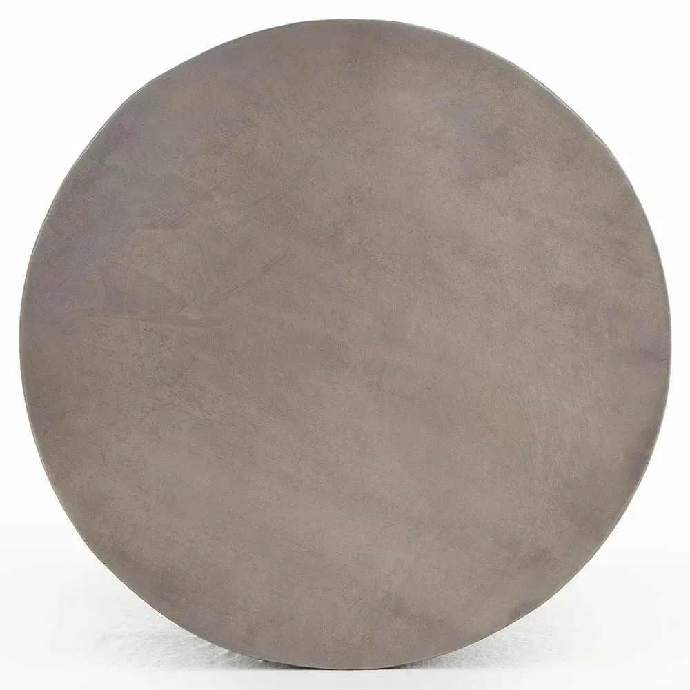 Maddux Round Drum End Table - Silver, Iron