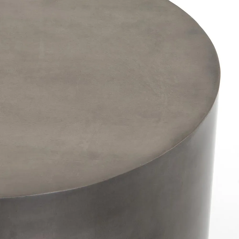 Maddux Round Drum End Table - Silver, Iron