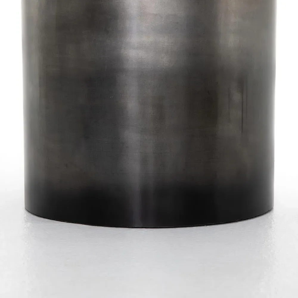 Maddux Round Drum End Table - Silver, Iron