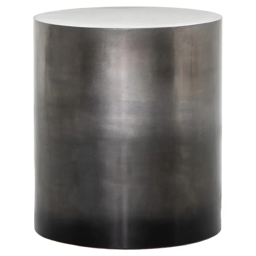 Maddux Round Drum End Table - Silver, Iron image