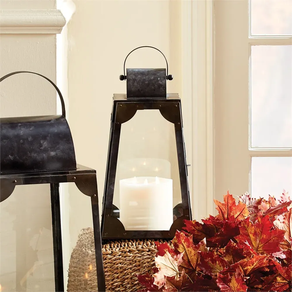 Maddy Small Lantern Candleholder - Grey, Galvanized Metal