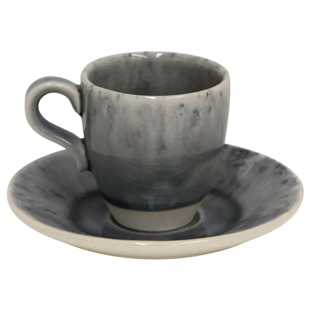 Madeira Coffee Cup and Saucer Set of 4 - Grey, Stoneware