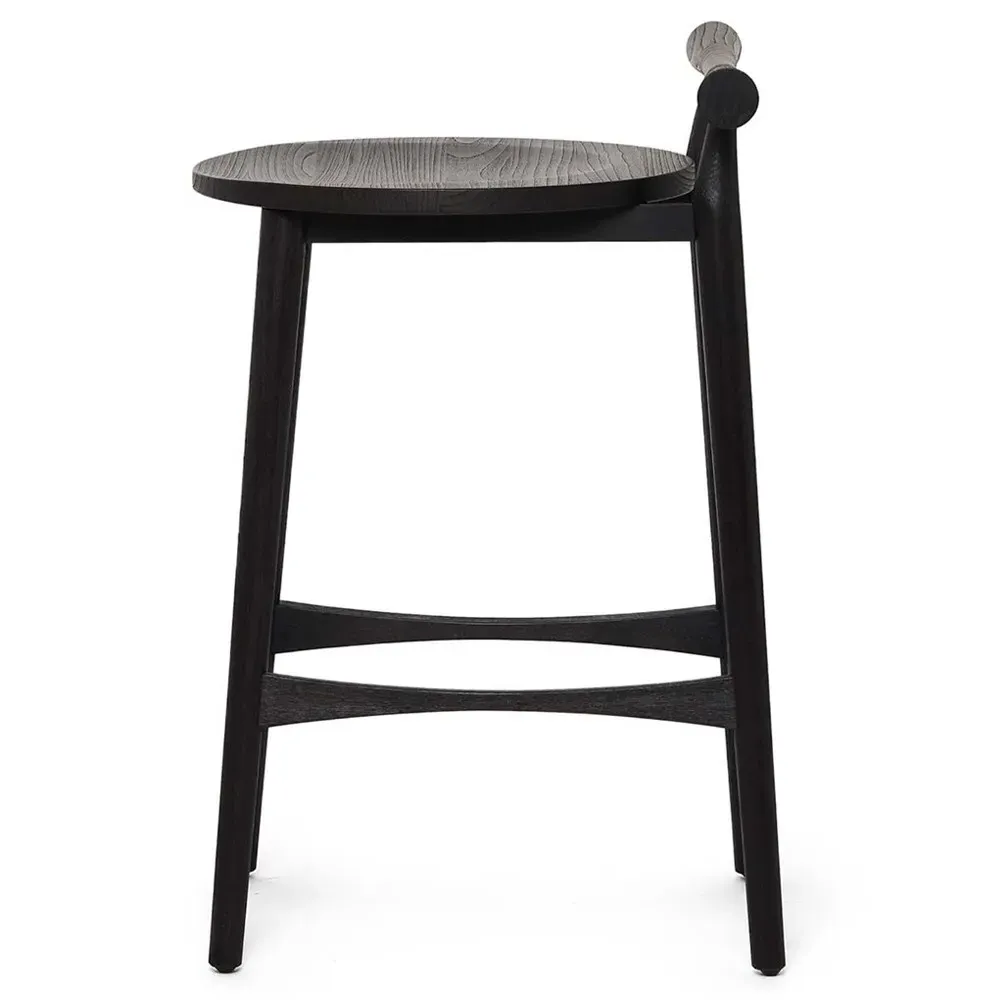 Madeira Counter Stool - Matte Black, Sungkai Wood