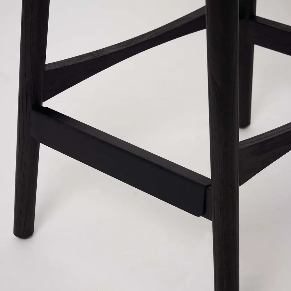 Madeira Counter Stool - Matte Black, Sungkai Wood