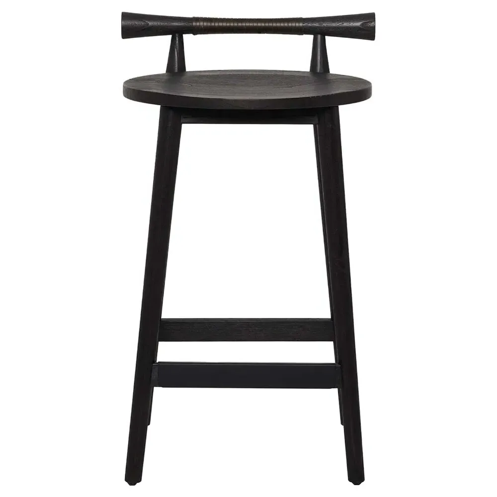 Madeira Counter Stool - Matte Black, Sungkai Wood image