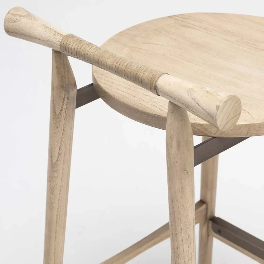 Madeira Counter Stool - Washed Taupe, Sungkai Wood