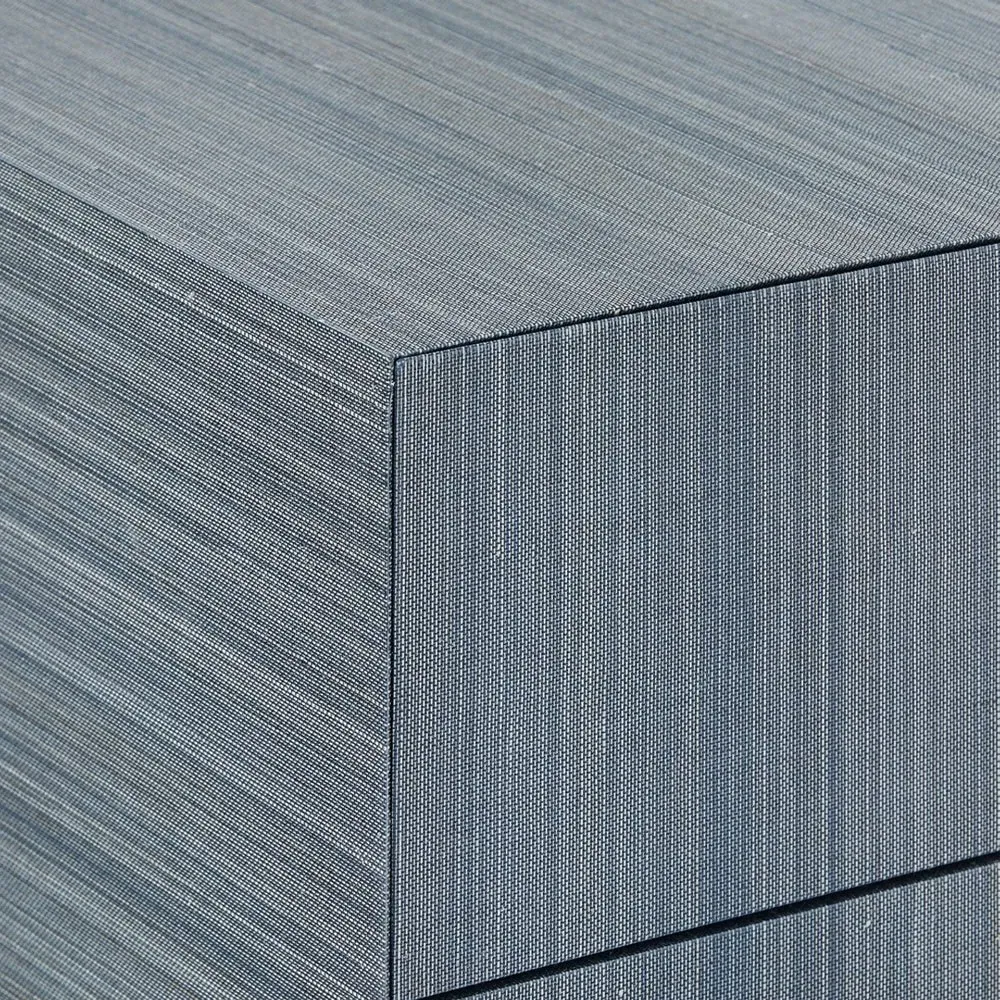 Madeline 3-Drawer Side Table - Blue Shimmer, Grasscloth