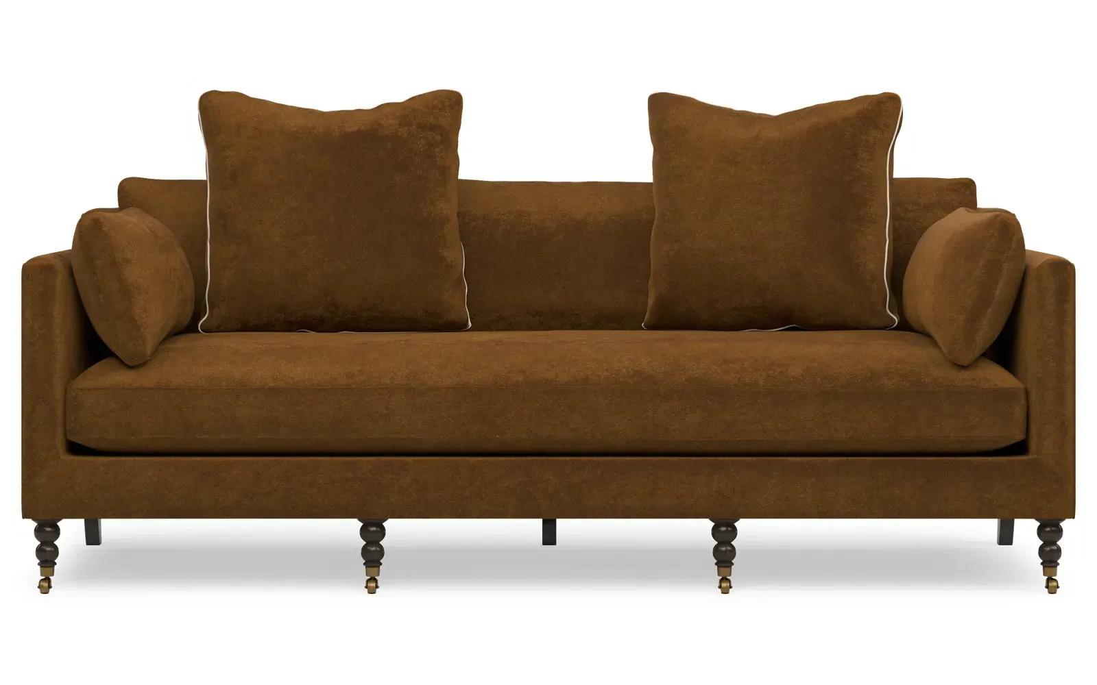 Madeline 3-Seater Sofa with Throw Pillows - Amber, Velvet