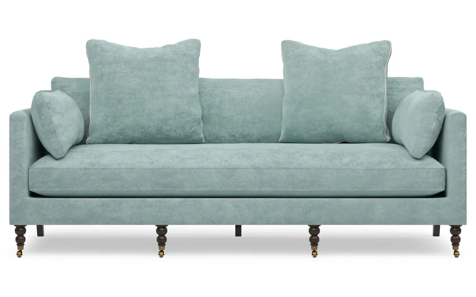 Madeline 3-Seater Sofa with Throw Pillows - French Blue, Velvet