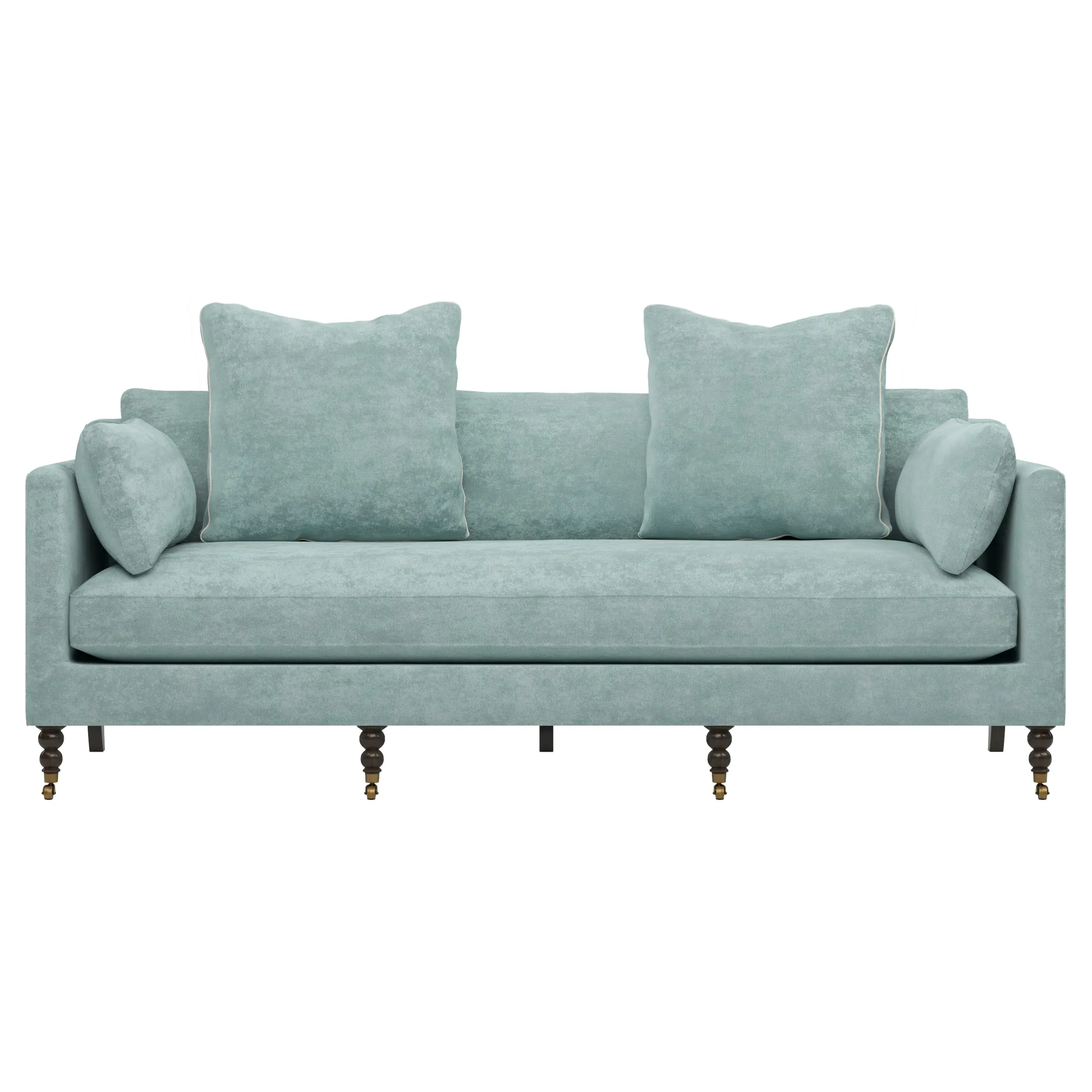 Madeline 3-Seater Sofa with Throw Pillows - French Blue, Velvet image