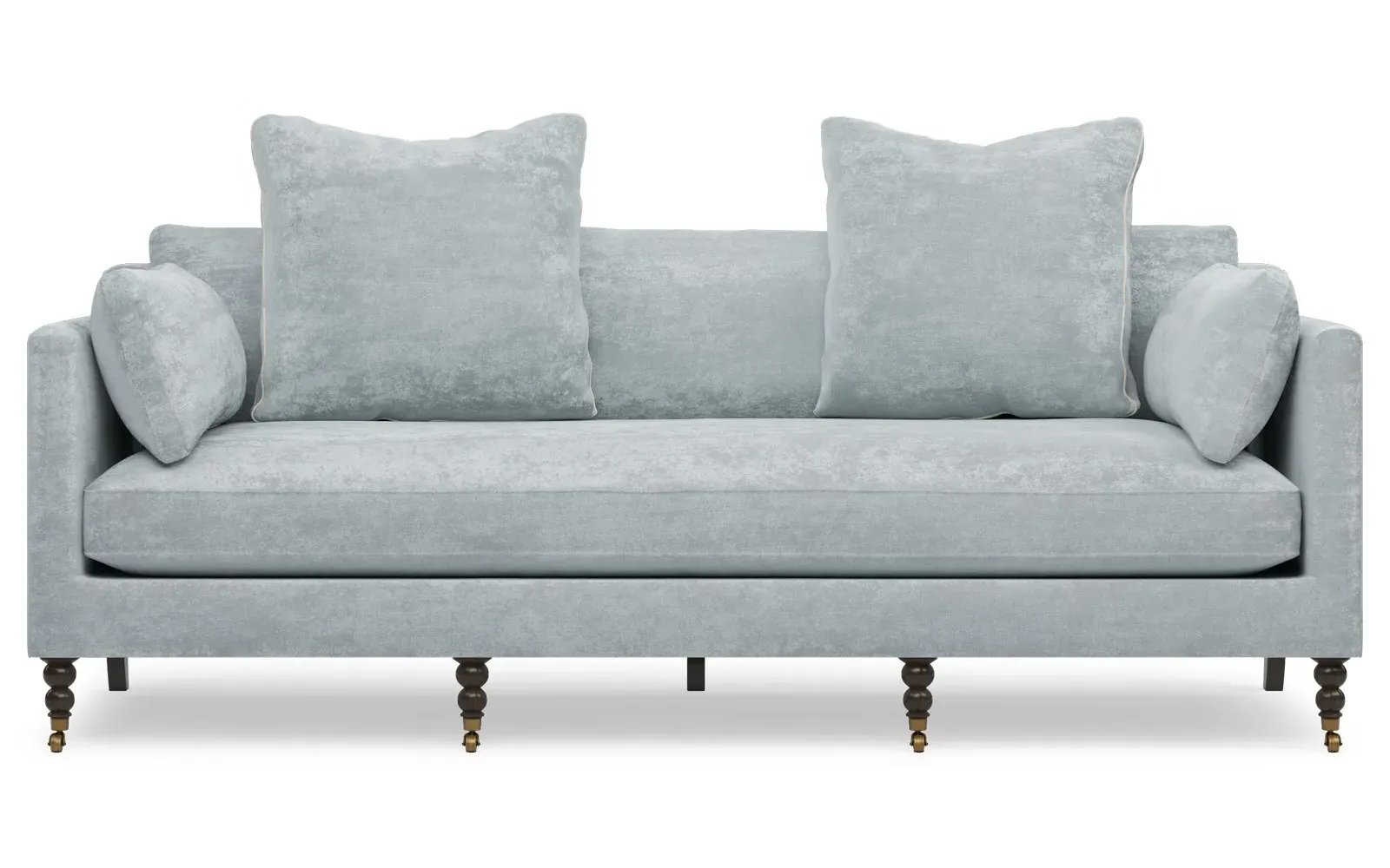 Madeline 3-Seater Sofa with Throw Pillows - Pale Blue, Velvet