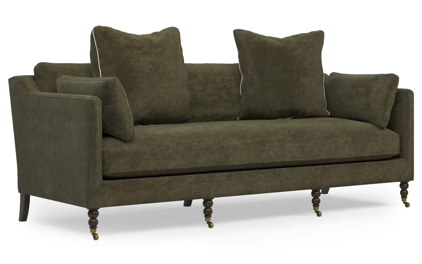 Madeline 3-Seater Sofa with Throw Pillows - Pale Blue, Velvet