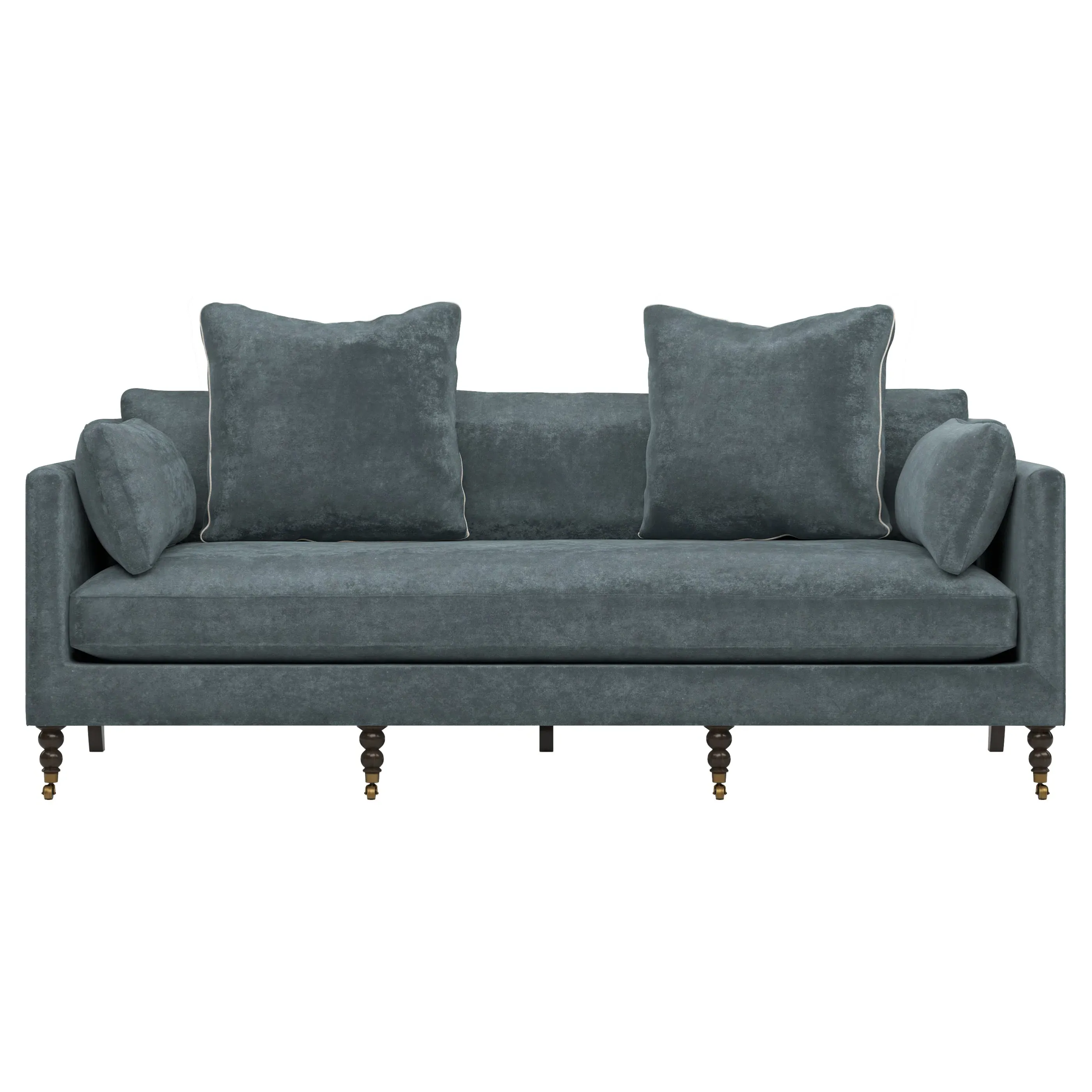 Madeline 3-Seater Sofa with Throw Pillows - Slate Blue, Velvet image