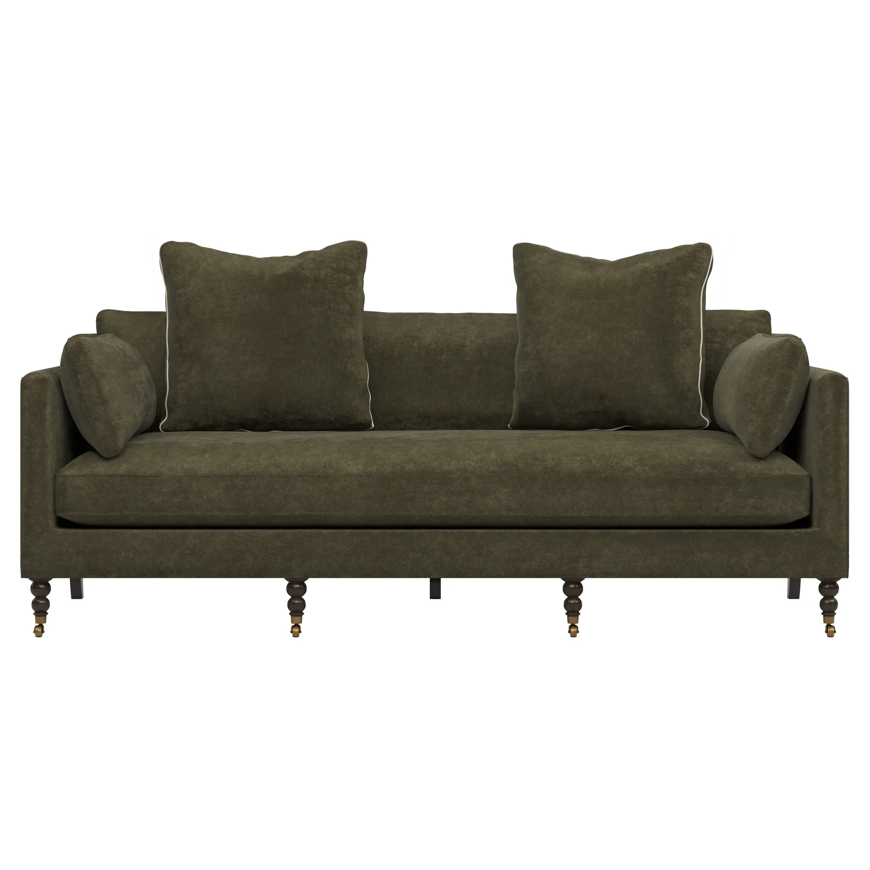 Madeline 3-Seater Sofa with Throw Pillows - Tuscan Olive, Velvet image