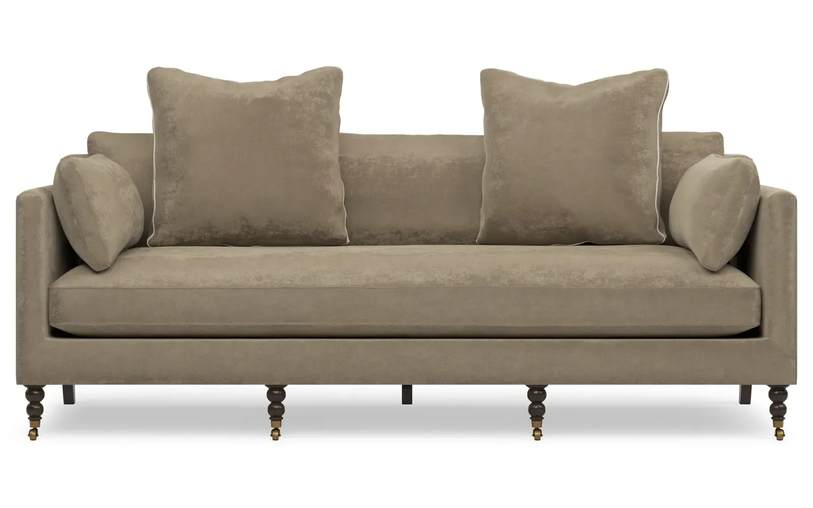 Madeline 3-Seater Sofa with Throw Pillows - Wheat, Velvet