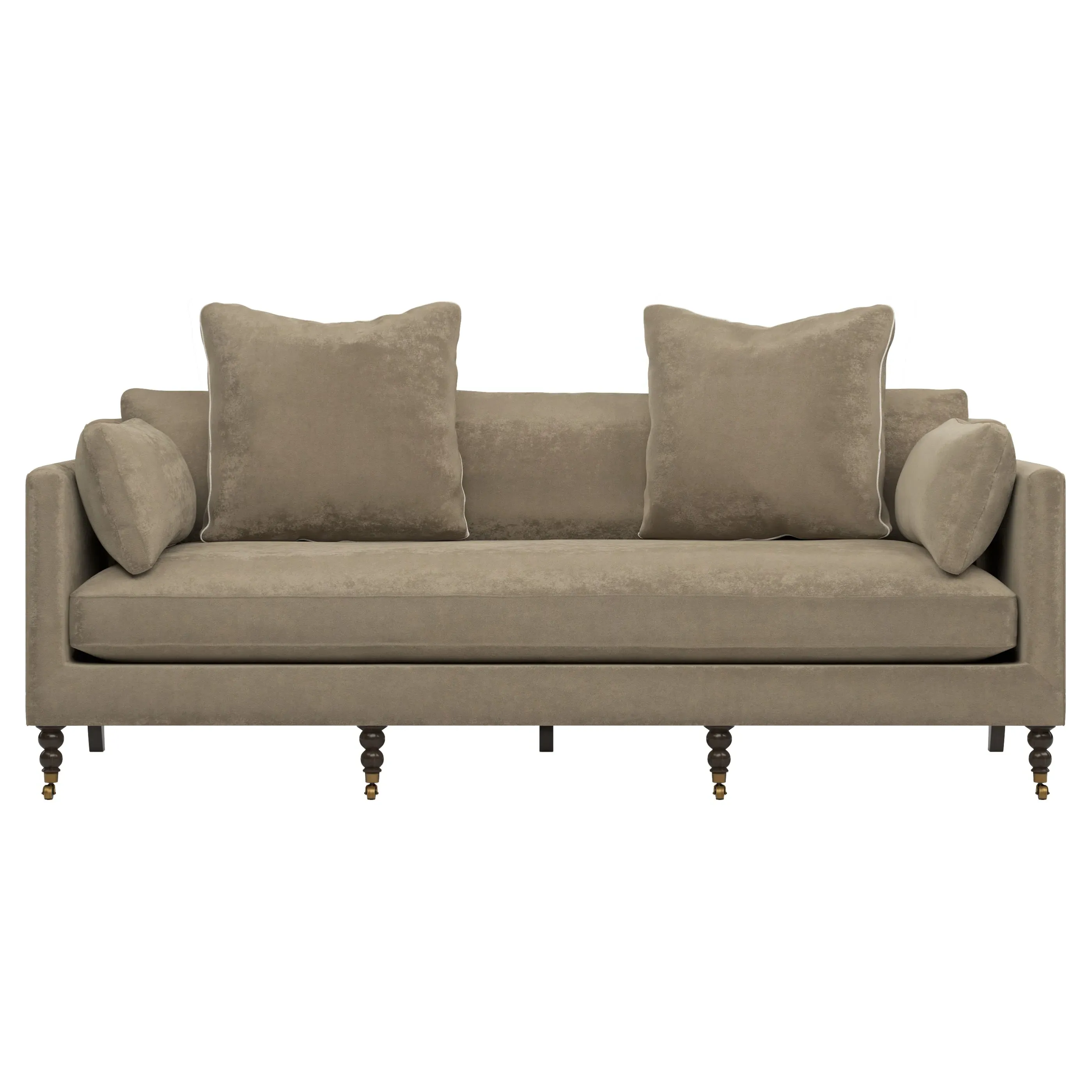 Madeline 3-Seater Sofa with Throw Pillows - Wheat, Velvet image
