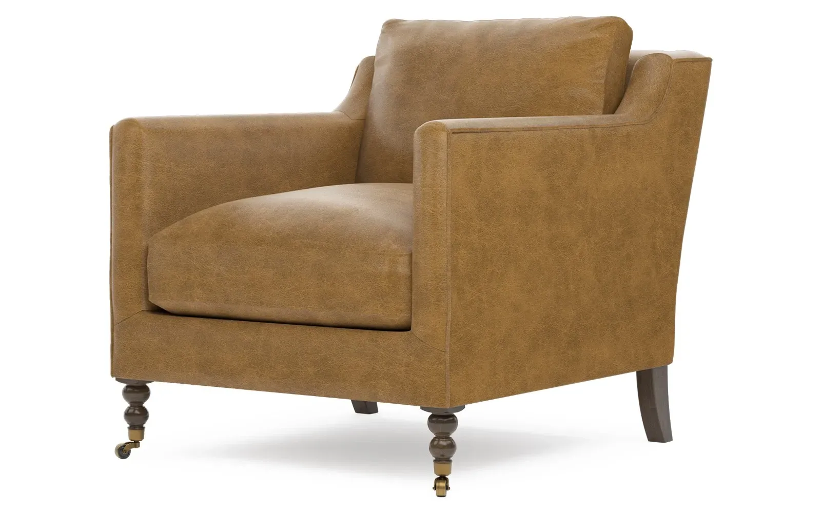 Madeline Arm Chair with Casters - Butterscotch, Leather