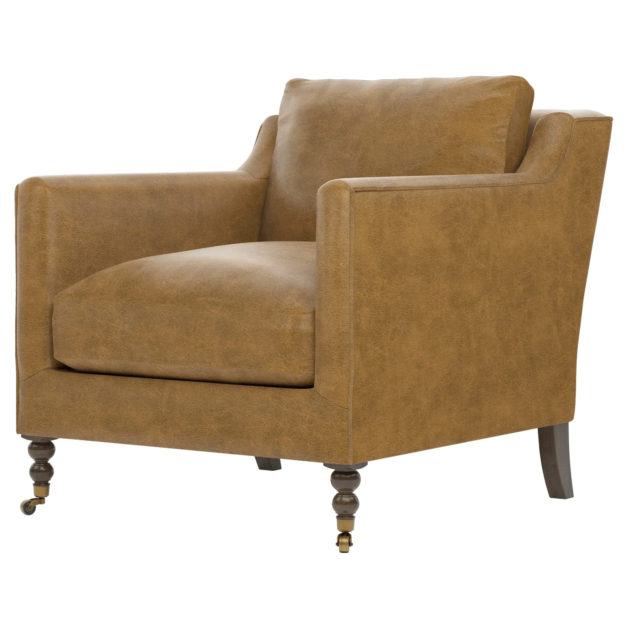 Madeline Arm Chair with Casters - Butterscotch, Leather image