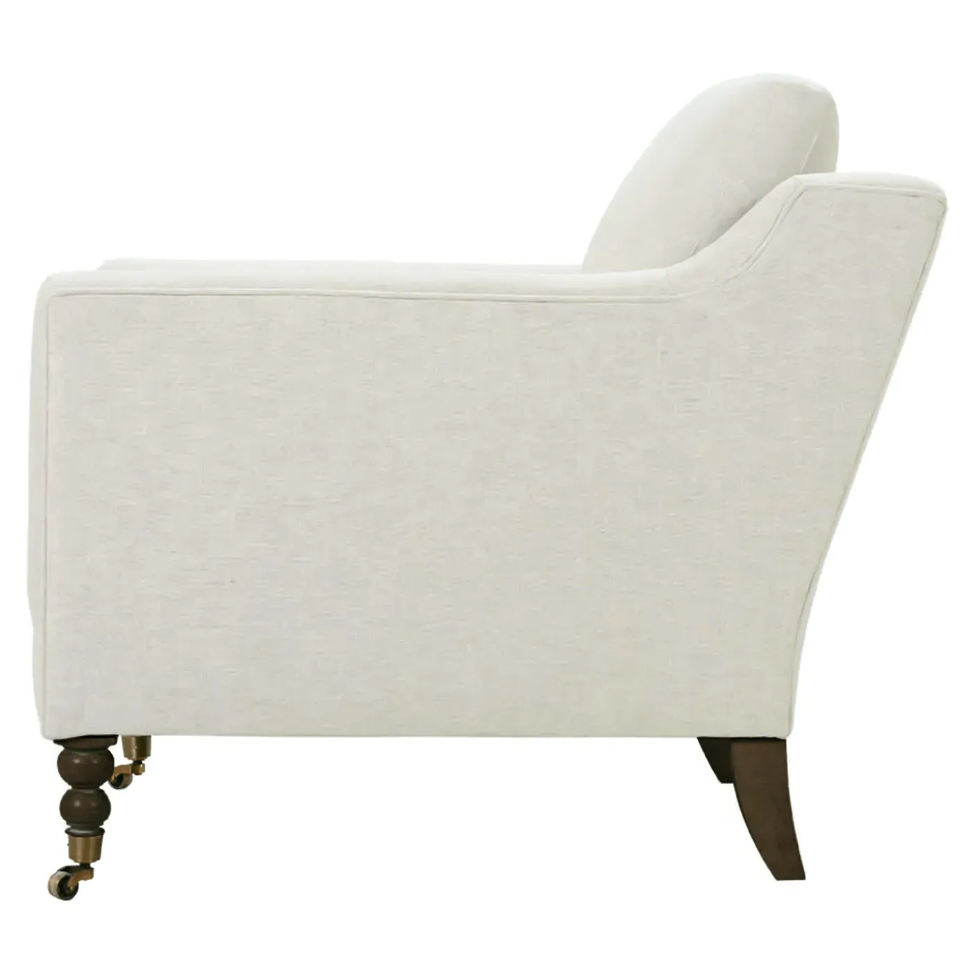 Madeline Arm Chair with Casters - Cream, Chocolate Wood