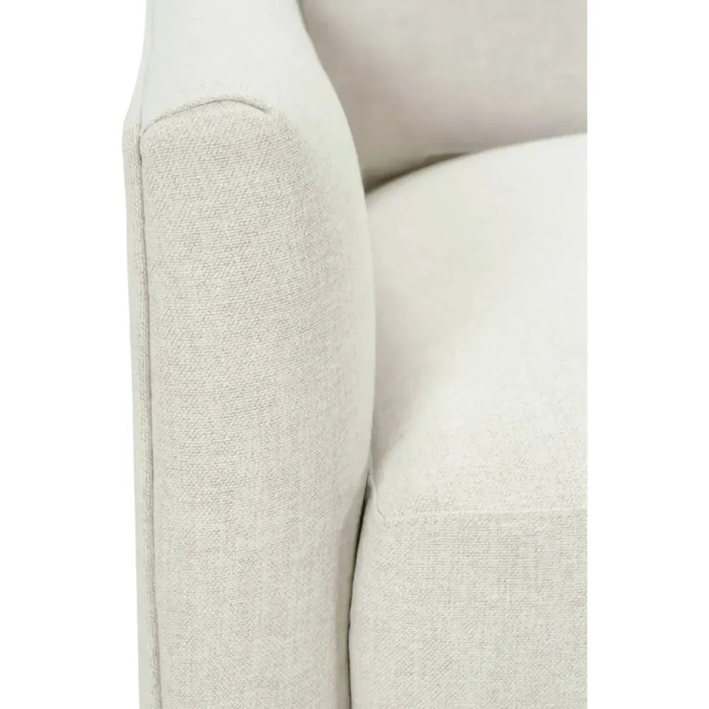 Madeline Arm Chair with Casters - Cream, Chocolate Wood