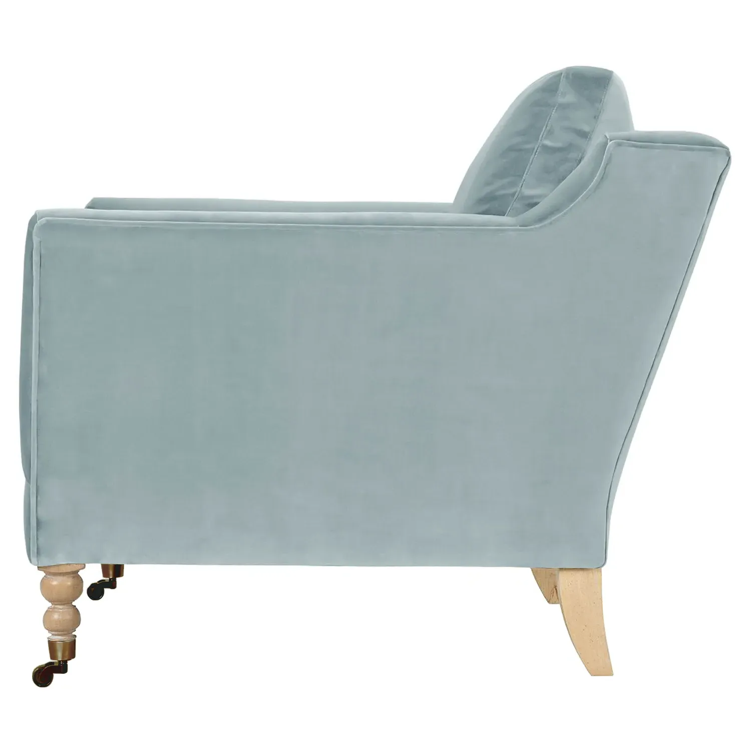 Madeline Arm Chair with Casters - Ice Blue, Oak