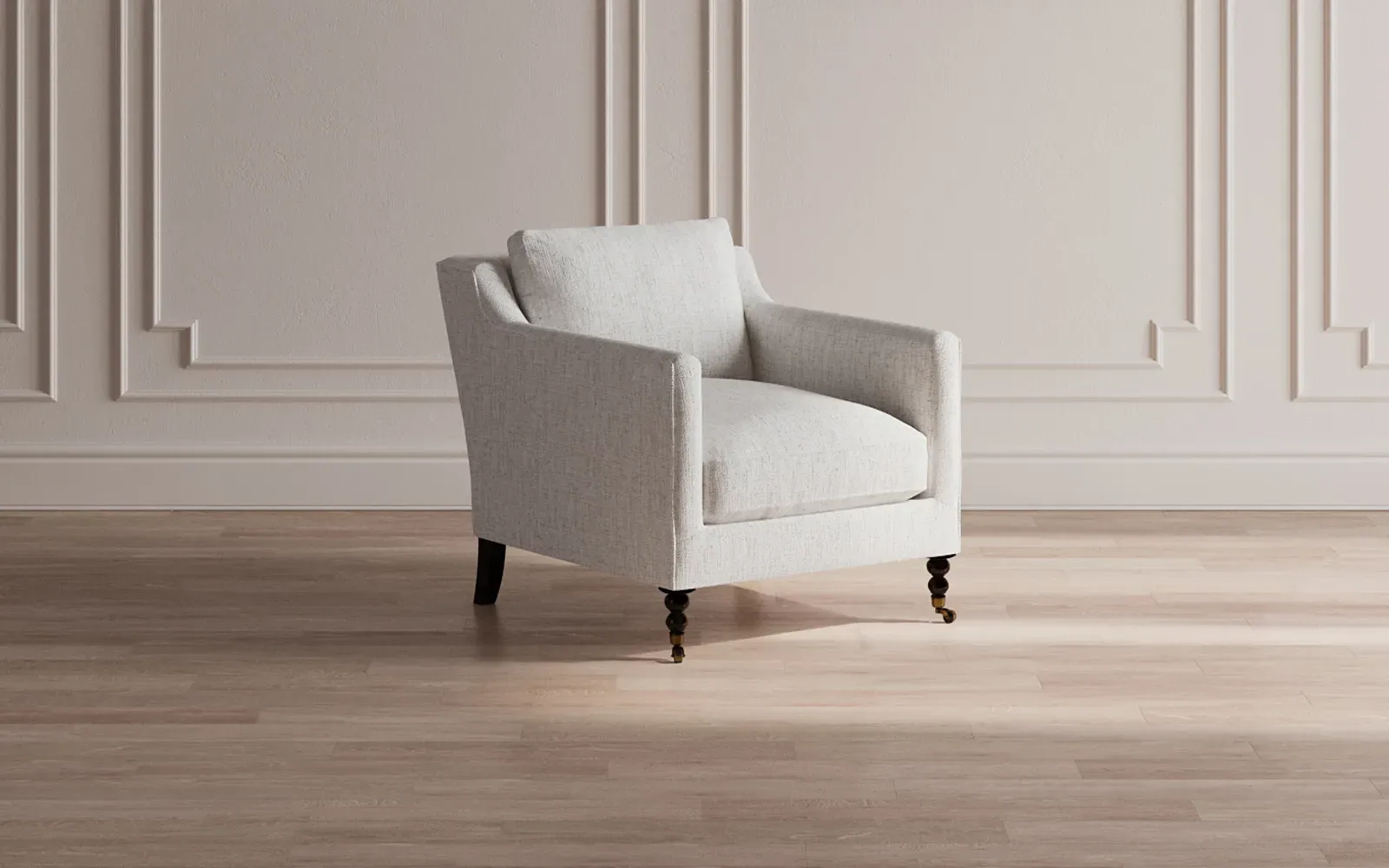 Madeline Arm Chair with Casters - Pale Blue
