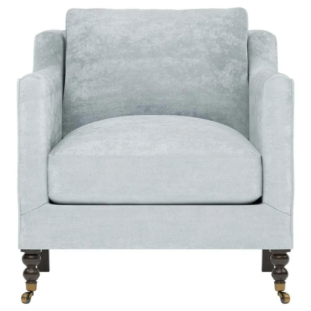 Madeline Arm Chair with Casters - Pale Blue