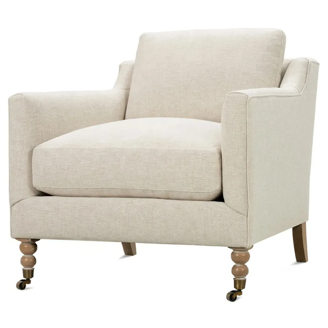 Madeline Arm Chair with Casters - Straw, Oak