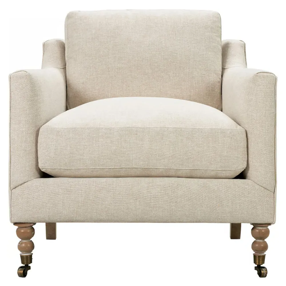 Madeline Arm Chair with Casters - Straw, Oak