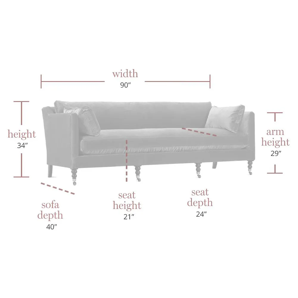 Madeline French Large Sofa with Nailhead - Grey