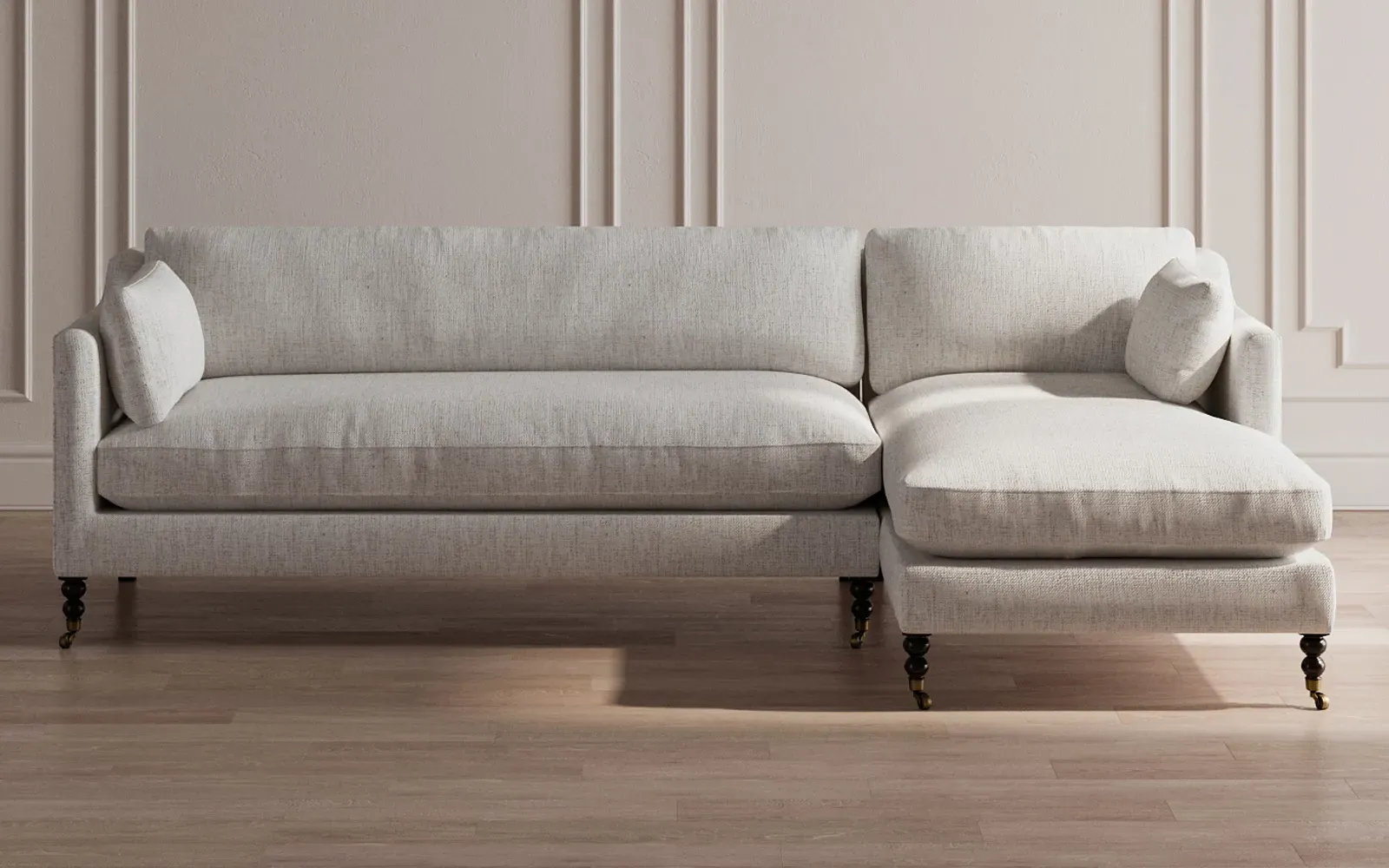 Madeline Left Chaise Sectional - Heathered Cream