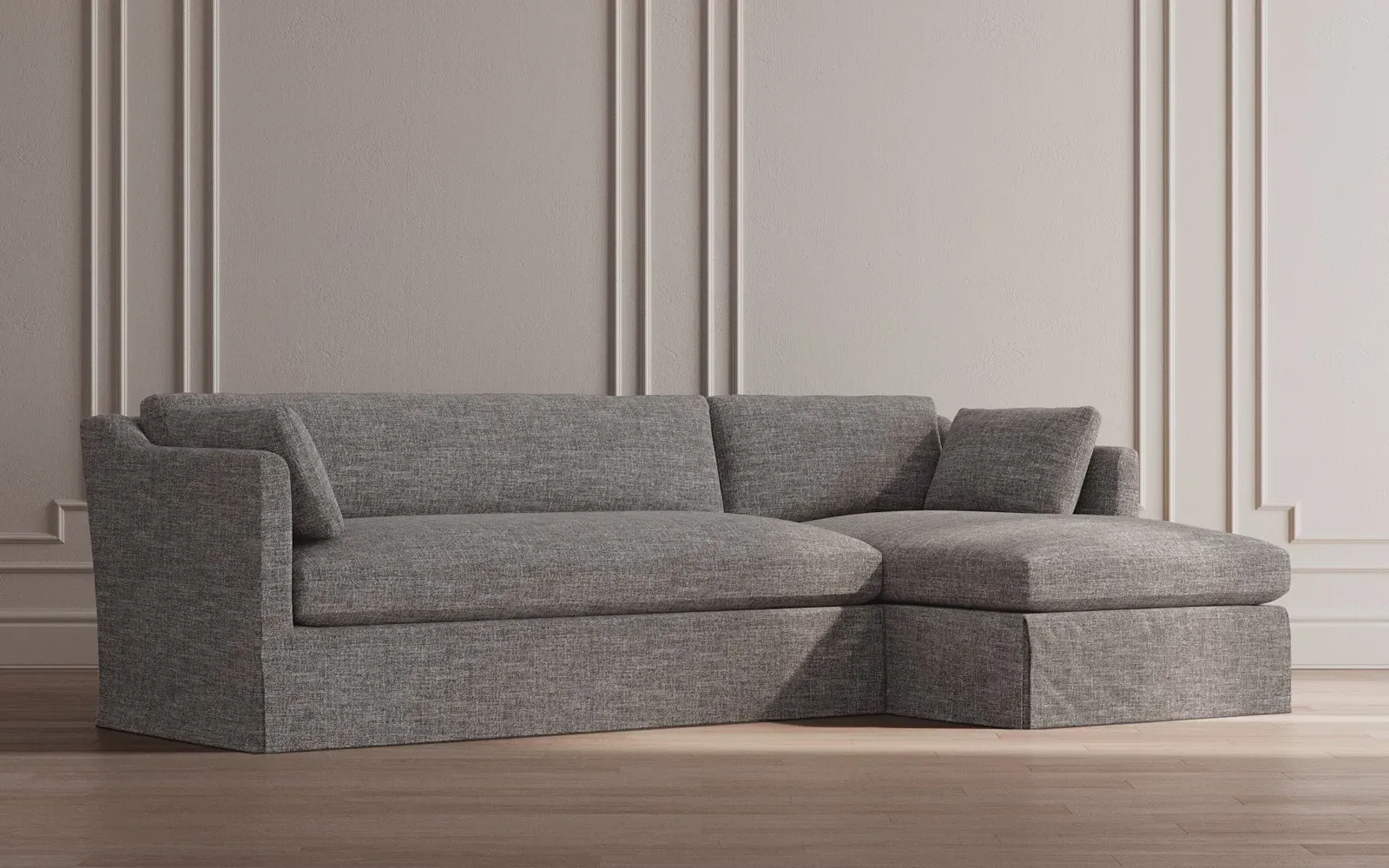 Madeline Left Chaise Sectional with Slipcover - Sand