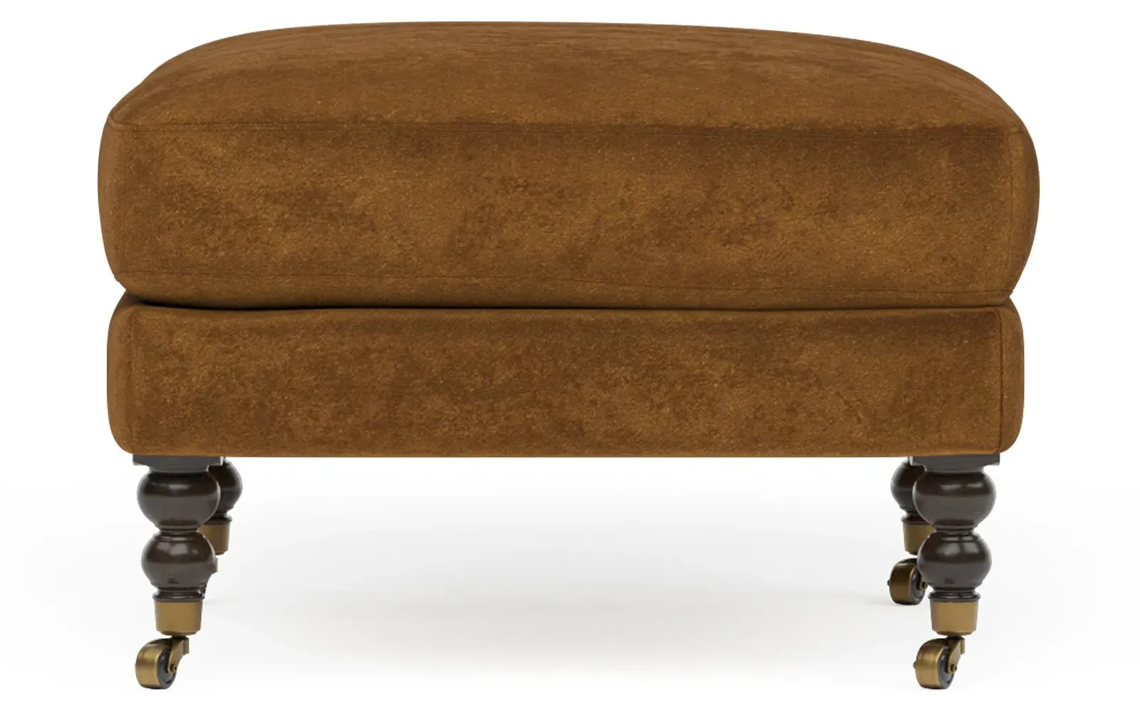 Madeline Ottoman with Casters - Amber