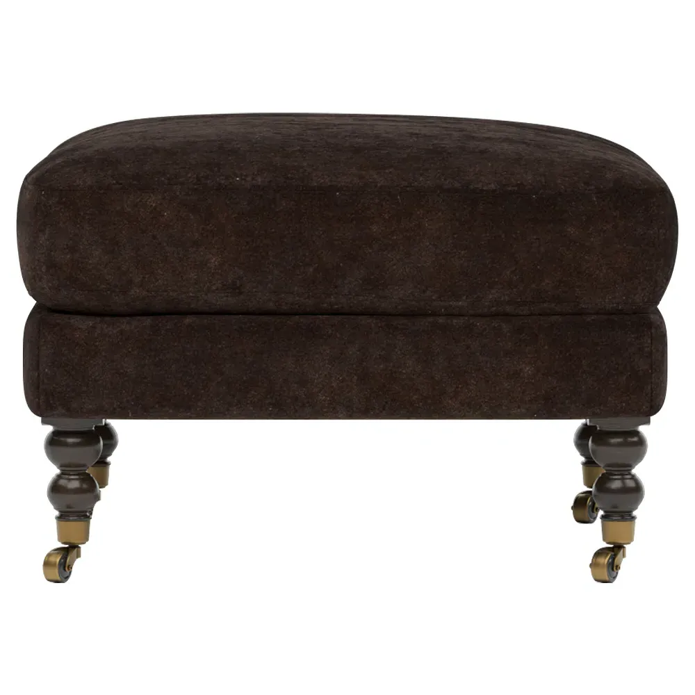 Madeline Ottoman with Casters - Dark Chocolate