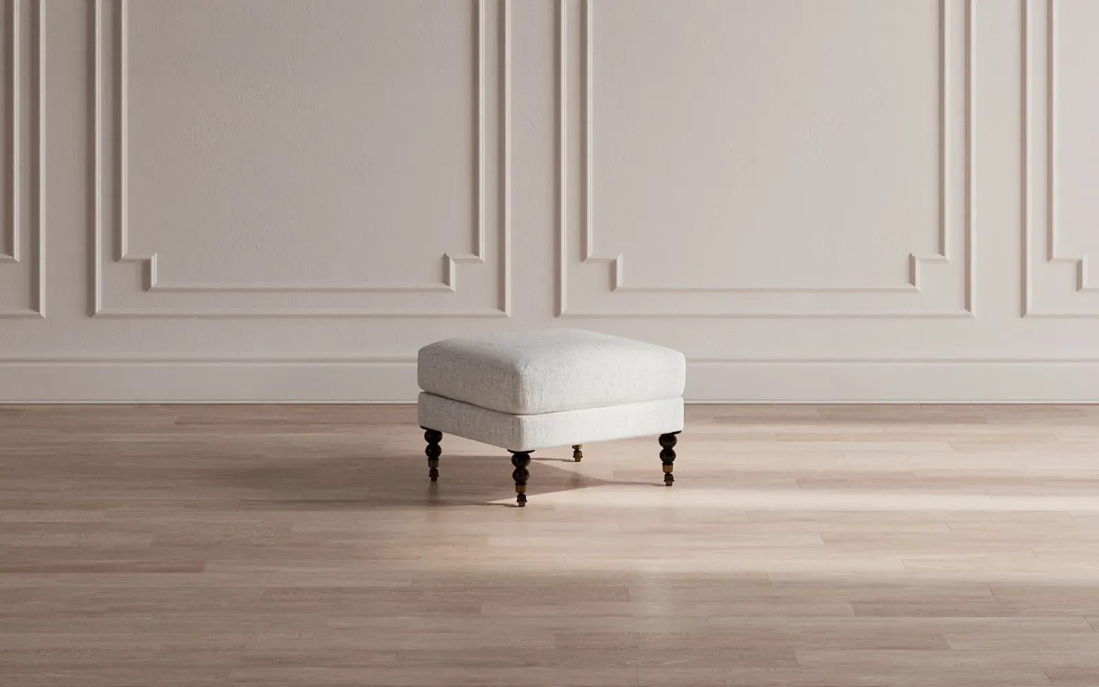 Madeline Ottoman with Casters - Ecru
