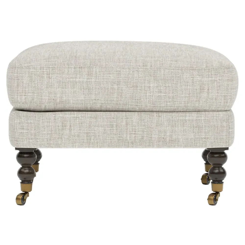 Madeline Ottoman with Casters - Fog